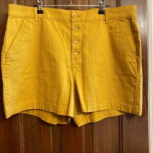 Old Navy High-Waist Button-Front Shorts in Mustard Yellow